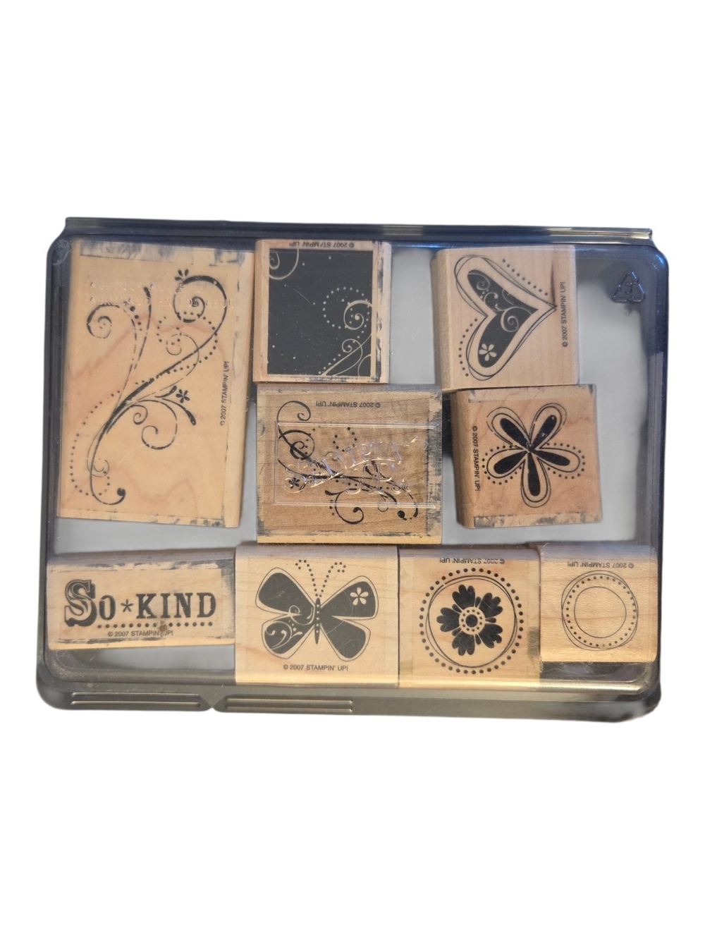 Stampin' Up! Wood Mounted Floral & Sentiment Stamp Set - Natural Wood Tone